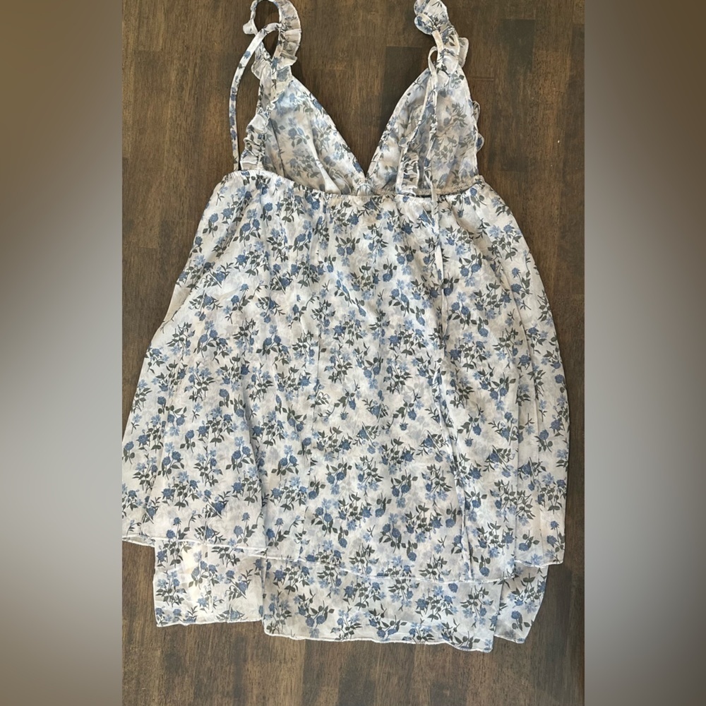 Commense Light Blue Floral Ruffle Mini Dress - Picture 5 of 6